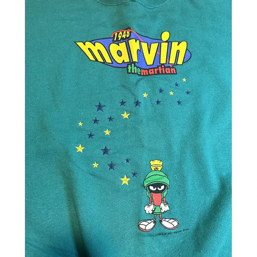 Vintage‎ Marvin Martian Sweatshirt Pullover 1997 Looney Tunes Embroidered